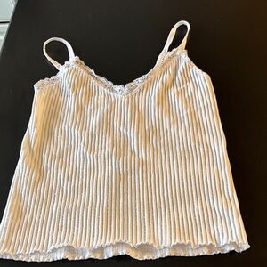 No Boundaries Cream Ribbed Lace-Trimcamisole
